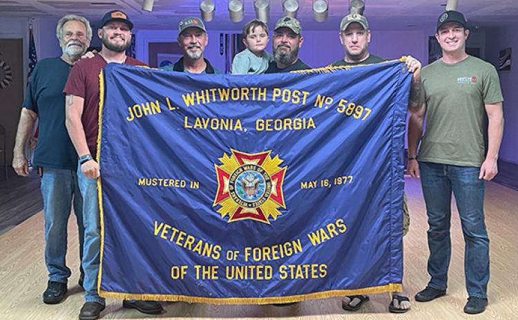 The Lavonia VFW is now being led by Duane Hakes, Junior Vice Commander Josh Hattaway, Vic Therou, Commander Corey Payne (with son Asa), Senior Vice Commander Chad Chase and Jonathan Merck.