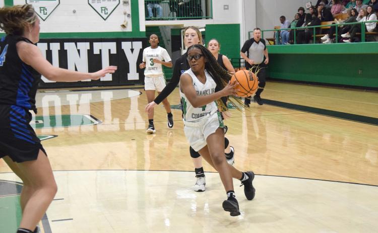 Lay Lay Sturghill drives to the basket against Banks County Tuesday. (Photos by Scoggins)