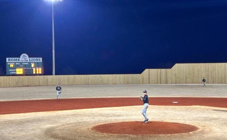 The 2023 Franklin County Lions opened their season last week on a field at FCHS with a new wooden outfield fence and new, larger dugouts. (Photo courtesy of Candace Oliver)