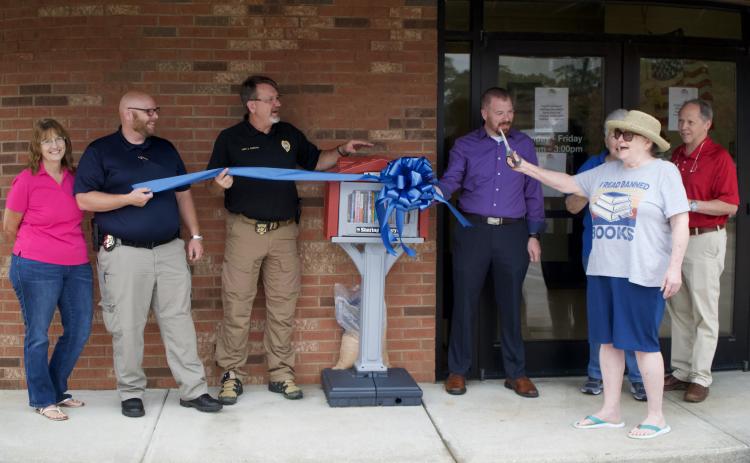 The Lavonia Police Department and Marcella Wright hosted a grand opening Aug. 30 for a Little Free Library book-exchange box.