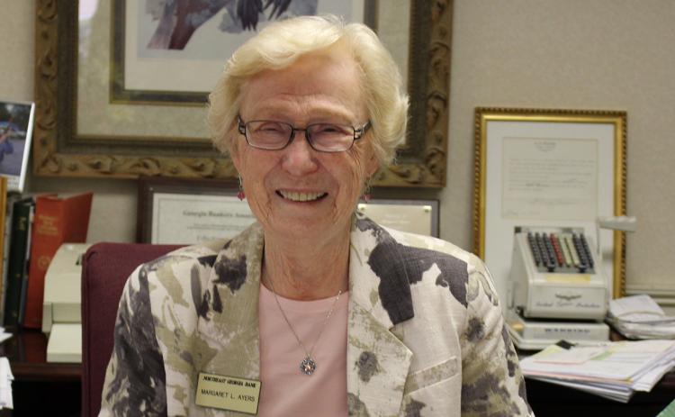 Margaret Ayers died Tuesday at the age of 96 at her home, Northeast Georgia Bank announced in a press release.