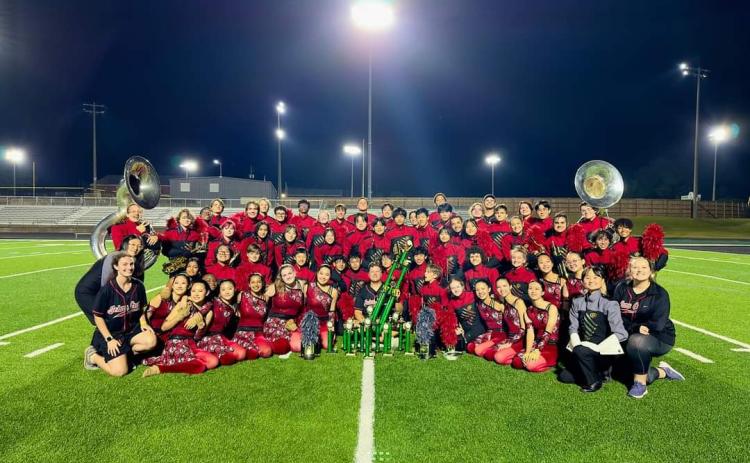 Johns Creek High School’s band (above) won Best in Show at the inaugural Pridelands Marching Contest. Franklin County band members, parents and alumni helped during the inaugural Pridelands Marching Contest. (Above photo courtesy of FCHS Bands. Other photos by Shane Scoggins and Marlie Scoggins)