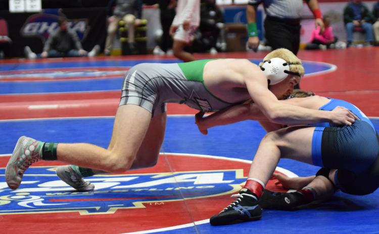 Four Franklin County Lions placed in the top four at the Georgia State Traditional Tournament last week in Macon. Will Ballenger (above) was second at 138 pounds, Zane Puff was third at 165 pounds, Jacob Baughcum was fourth at 157 pounds and Brady Simms won the state championship at 175 pounds.