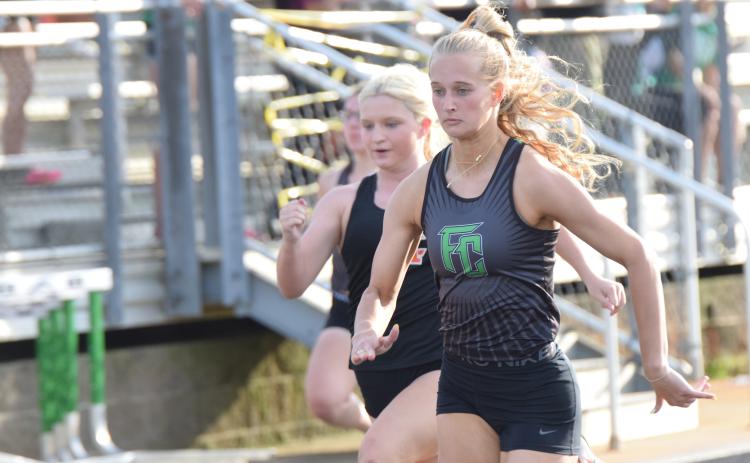 Senior Jordis Haselden won the 100 meters and long jump at a home meet Tuesday at FCHS. (Photo by Scoggins)