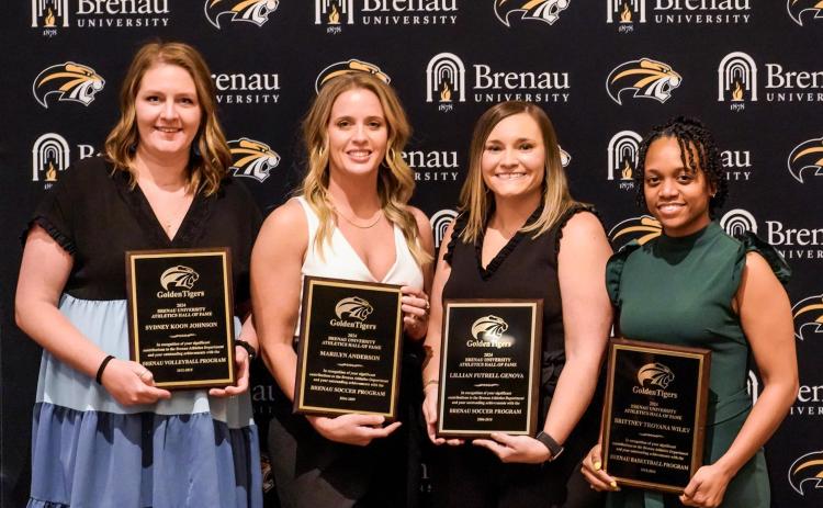 Franklin County native Brittney Wiley (right) was inducted to the Brenau University Hall of Fame along with (from left) Sydney Johnson, Marilyn Anderson and Lillian Genova during a ceremony recently in Gainesville.
