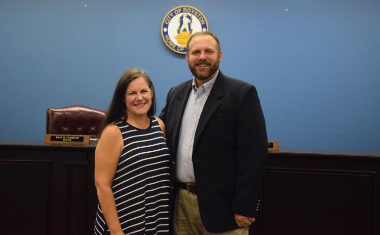 Brooks Moorhead, pictured with wife Jessica, has been named Royston’s new chief of police.