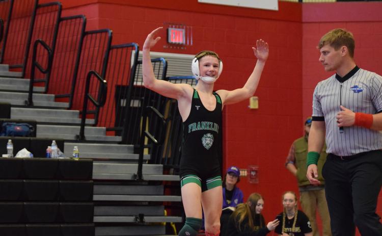 The Franklin County High School wrestling team – including Aden Pirkle – claimed seven area championships in tournaments in Toccoa.