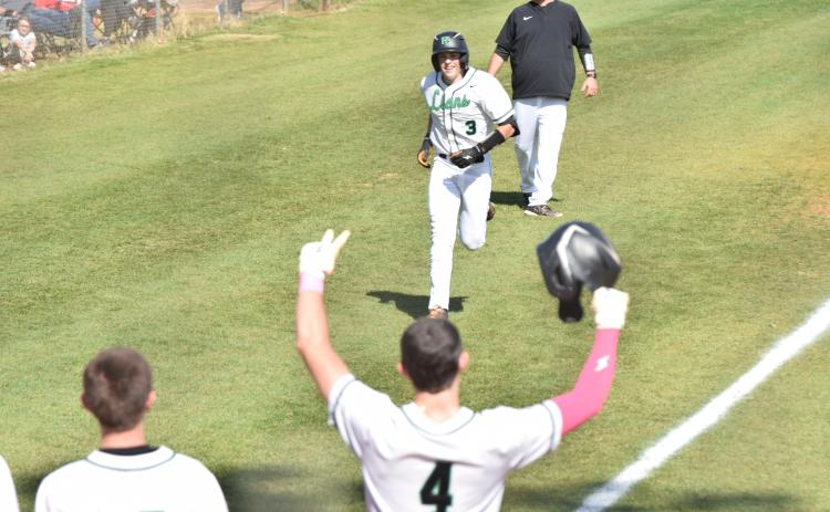 Luke Beasley trots home after hitting a home run Saturday against Sonoraville. (Photos by Scoggins)