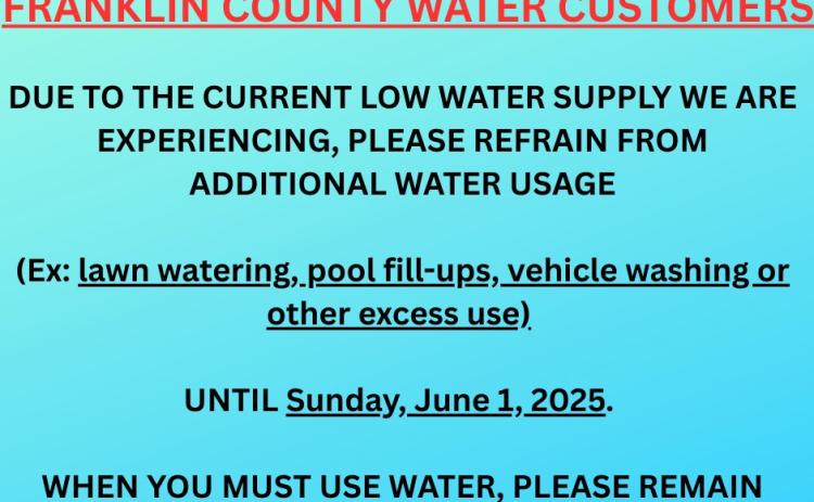 Shortages in the supply to the Franklin County water system led to a request Monday for customers to conserve water.