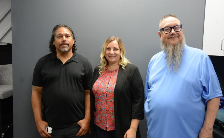 Franklin County Sheriff Scott Andrews and Dangerous Skills podcast host Charles Powell (right) co-sponsored a forum for First Responders about the threat of terrorism in the U.S. Keynote speakers were former CIA contractor Dave “Boon” Bennett (left) and former CIA targeting officer Sarah Adams (center).