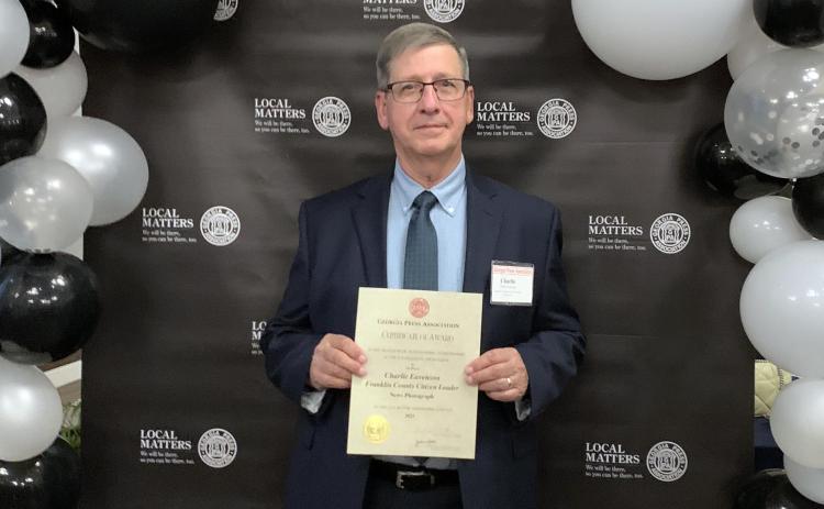 Franklin County Citizen Leader Staff Writer Charlie Eavenson won first place for News Photograph and second place for serious column in the Georgia Press Association’s Better Newspaper Contest.