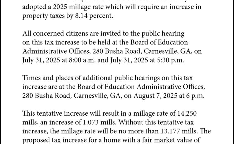Franklin County’s governments are advertising their tax rates this week, with both the Franklin County Board of Education and Board of Commissioners setting times for hearings due to “tax increases.”