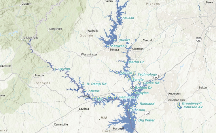 As of July 1, Lake Hartwell is no longer under a recreational water watch due to the presence of harmful algal blooms. The South Carolina Department of Environmental Services (SCDES) continues to monitor locations on the Georgia and South Carolina sides of the lake. (Graphic courtesy of the SCDES)