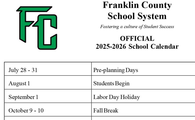The 2025-26 Franklin County school year officially kicks off Monday with pre-planning for faculty and staff.