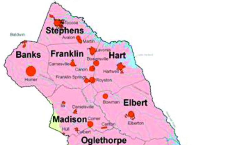 Northeast Georgia counties in the Savannah-Upper Ogeechee Water Council, including Franklin County, are being targeted to join an effort to form a water partnership. Savannah Riverkeepers and the Northeast Georgia Regional Commission – with help from the Georgia Mountains Regional Commission and Central Savannah River Area Regional Commission. (Illustration from the Savannah-Upper Ogeechee Water Council)