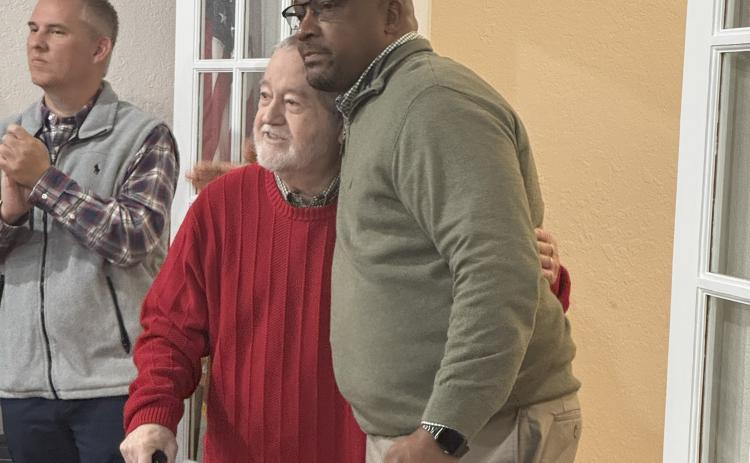 The City of Royston honored outgoing Council Member Kenneth Roach (left) and Mayor Keith Turman at a reception last week at the Royston Depot. (Photo courtesy of the City of Royston)