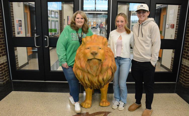 Cohen Finger (center) and Easton Gailey (right) were named co-STAR Students for the Franklin County High School Class of 2026. Both students chose English/language arts teacher Angela Scoggins (left) as STAR Teacher. (Photo by Charlie Eavenson)
