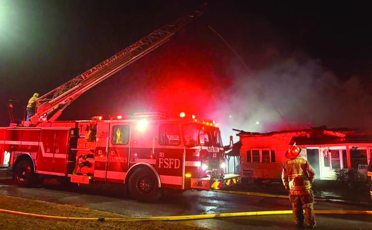 The Franklin Springs Fire Department responded Wednesday to help the Royston Fire Department battle a house fire in Royston. (Photo courtesy of the Franklin Springs Fire Department Facebook page)