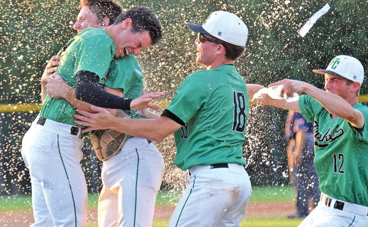 A photo of the Franklin County Lions celebrating after clinching a berth in the 2025 state baseball championship won Best Sports Feature Photo  in the 2026 Georgia Press Association’s Better Newspaper Contest.