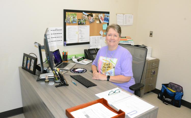 Franklin County Schools Support Person of the Year, Stephanie Martin, has been described as the glue that holds the place together and the person that makes sure everything runs smoothly. Martin worked  the past nine years as bookkeeper for the high school’s CTAE department but has recently transferred to South Franklin Elementary. She said it’s easy to be a great support person when you have great people to work with.  (Photo by Charlie Eavenson)