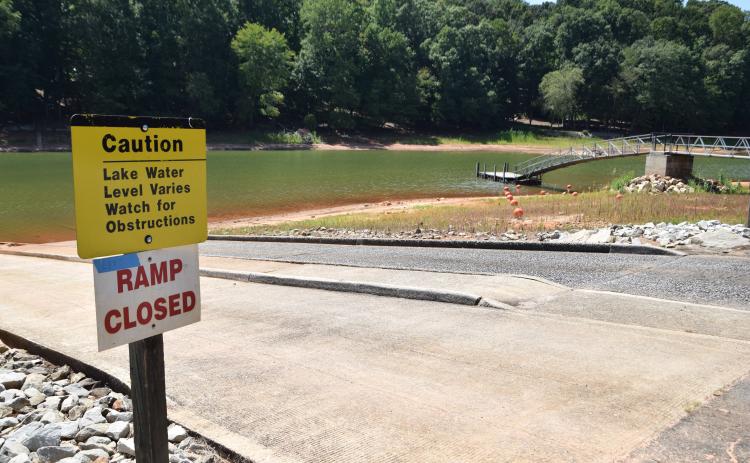 Lake Hartwell is already well below full pool due to the drought (as can be seen at Poplar Springs Boat Ramp), but when rain raises the lake level, the U.S. Army Corps of Engineers announced last week the lake will be kept at 656 feet due to leaks in a dike in Clemson, S.C.