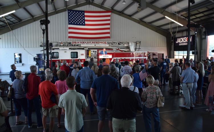Republican Rick Jackson brought his campaign for the Georgia governor’s office to Franklin Springs Saturday. (Photo by Shane Scoggins)