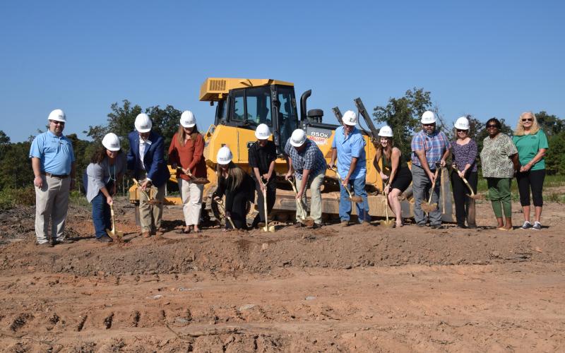 Pedro Galvin, owner of the planned Kool Farm plant to be built in the Central Franklin Industrial Park, broke ground Friday and was joined by officials from the state of Georgia, city of Carnesville, Franklin County and Industrial Building Authority. (Photo by Scoggins)