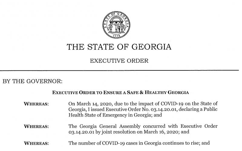 Gov. Brian Kemp issued a shelter-in-place order Thursday afternoon.