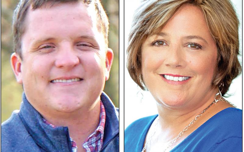 Kyle Foster (left) and Dawn Holcomb (right) are vying for the District 2 seat on the Franklin County Board of Commissioners.