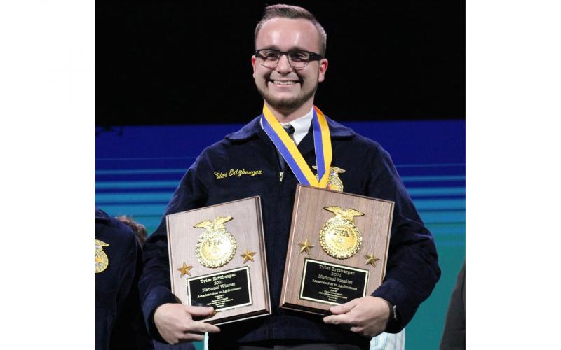 Tyler Ertzberger was honored at the 94th National FFA Convention and Expo with an American Star in Agribusiness award.