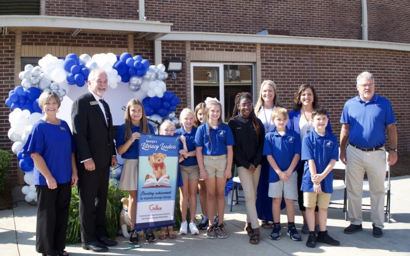 Georgia State School Superintendent Richard Woods presented Lavonia Elementary with an award Tuesday for its literacy scores.