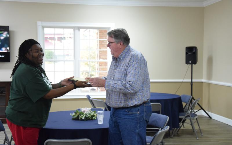 The City of Carnesville held a luncheon reception Thursday to honor Mayor Harris Little and Council Member Sid Ginn, each of whom will be retiring from the city at the end of the year.