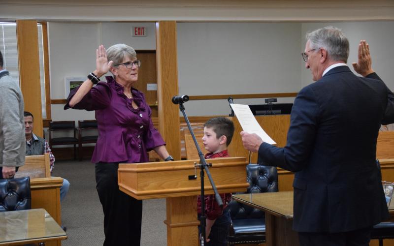 Missy Holbrook took her oath of office as the next mayor of Carnesville Thursday in ceremonies at the Franklin County Courthouse.