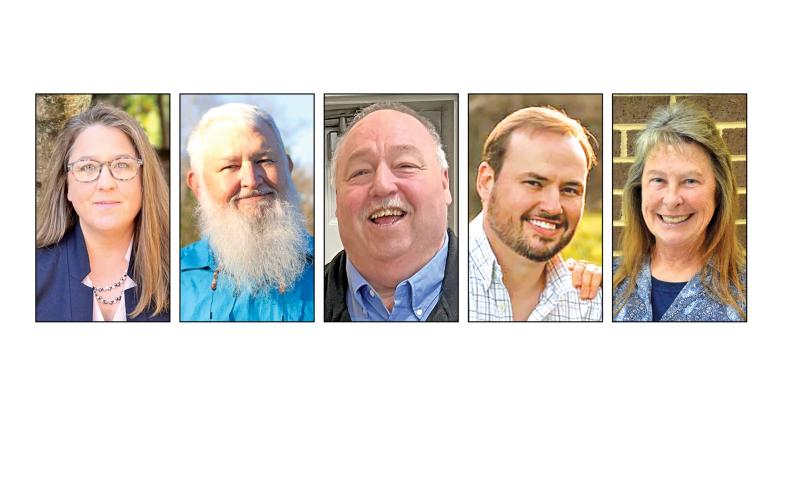 Candidates for the District 1 seat on the Franklin County Board of Commissioners are (from left) Carolee Coker, Chris Phillips, Tim Crunkleton, Tyler Owenby and Wanda Thompson.