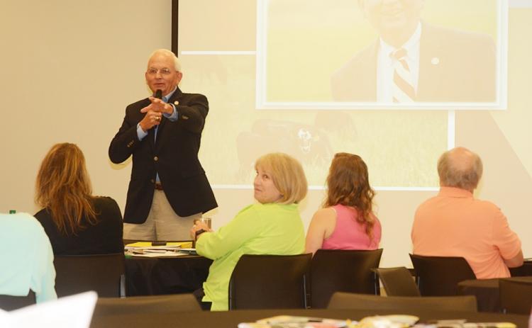 Georgia Secretary of Agriculture Gary Black talks to a group of business owners and local tourism officials during a meeting Tuesday in Hartwell. (Photo courtesy of The Hartwell Sun)