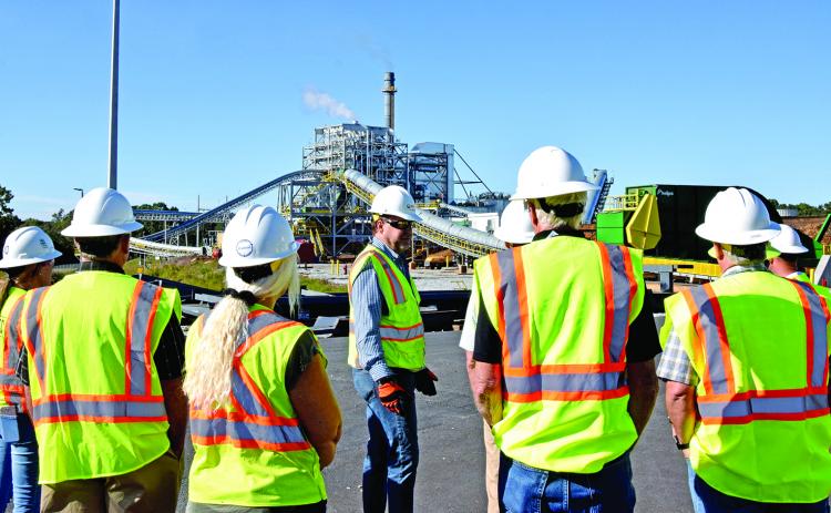 GRP Franklin Plant Manager David Groves (center) leads a group of county officials on a tour of the plant Monday. (Photos by Scoggins)
