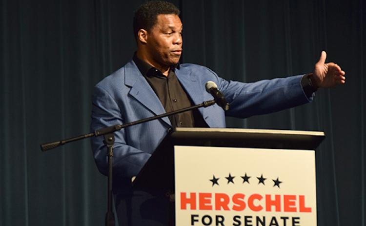 Football legend Herschel Walker brought his campaign for the Republican nomination for U.S. Senate to the Swails Center in Franklin Springs Saturday. (Photos by Scoggins)