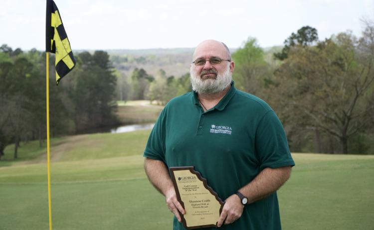 Highland Walk Golf Course’s Shannon Crabb was named the Georgia State Park and Historic Site Golf Superintendent of the Year at the recent Rangers Conference.