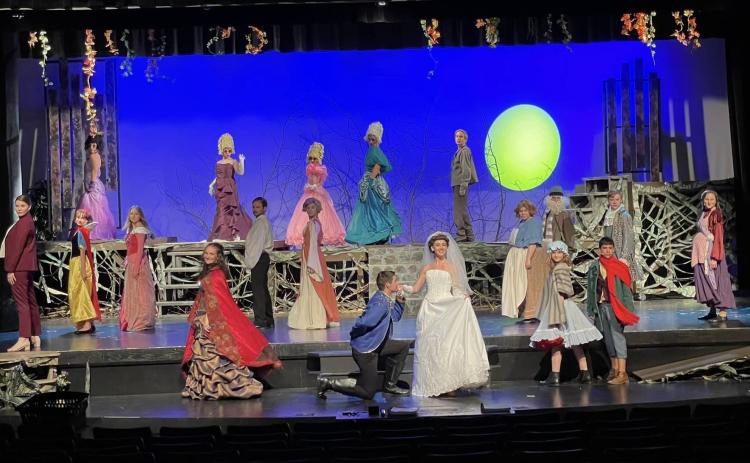 The cast of “Into the Woods” will present the Tony Award-winning musical take on famous Fairy Tales tonight through Monday at the Telford Center for the Fine and Performing Arts at Franklin County High School. (Photo courtesy of Charity Henry)