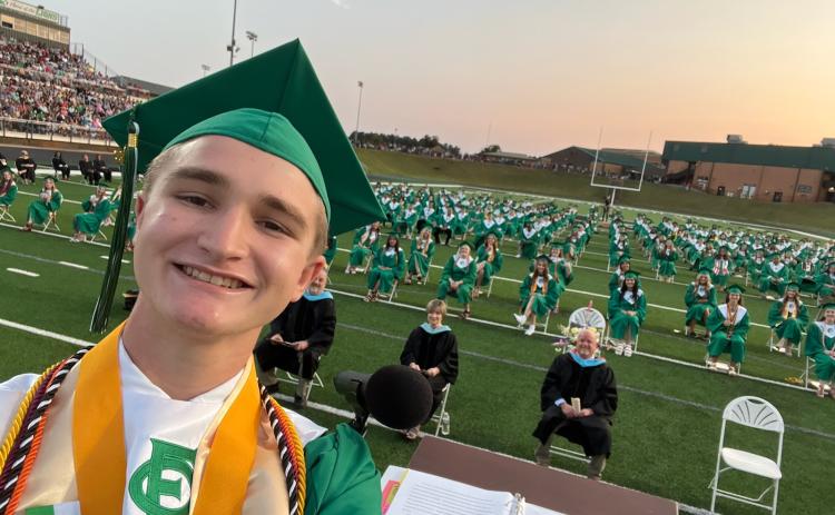 Salutatorian Jack Gaines took a selfie with his class during his student speech, and there was plenty of happiness and joy while graduates received diplomas and afterwards with family and friends. 