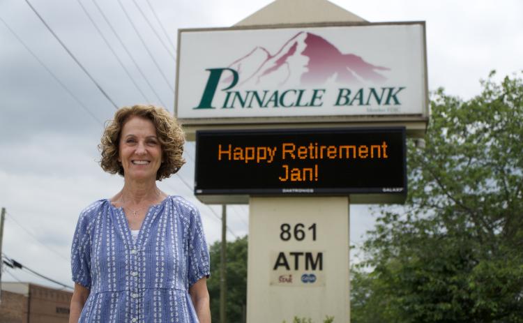Pinnacle Bank in Royston held a retirement party last week for Jan Bowen.