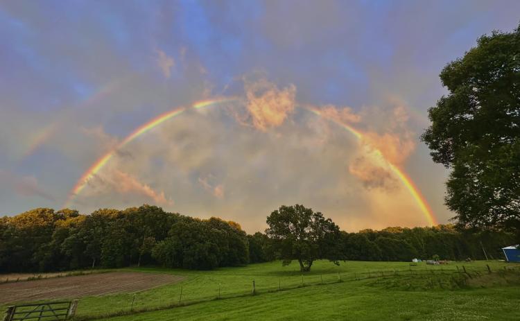Ashley Rose Dodd snapped this photo of a rainbow from the porch of her home in Martin Sunday around 8:30 p.m. after strong storms blew through Northeast Georgia. Franklin County was spared any major damage, but the rainbows spawned many beautiful photos posted on local Facebook accounts.