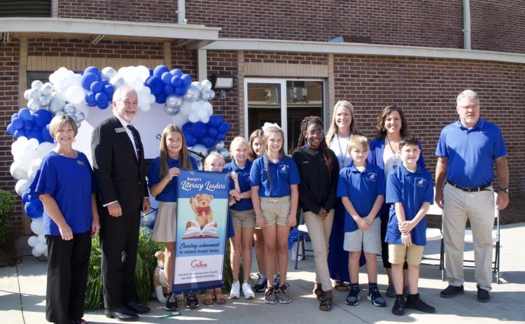 Georgia State School Superintendent Richard Woods presented Lavonia Elementary with an award Tuesday for its literacy scores.
