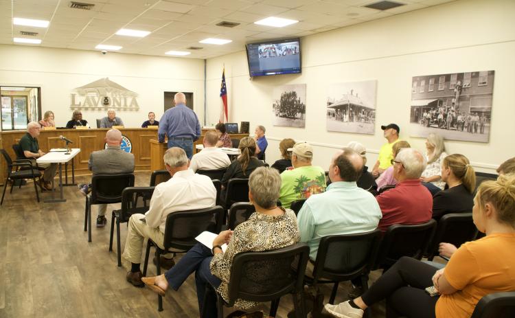 The Lavonia Planning and Zoning Commission had a full house Monday night for its meeting which resulted in a recommendation to deny an annexation request made by Jarrett Foods for its planned plant off Grady School Road.