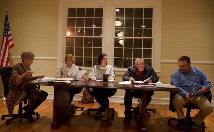 New Carnesville Mayor Missy Holbrook (left) presided over the first city council meeting of 2024, with new council members (from left) Sherri Cheek and Gabbie McFarlin joining holdovers Mike Barrett and Wesley Dove.